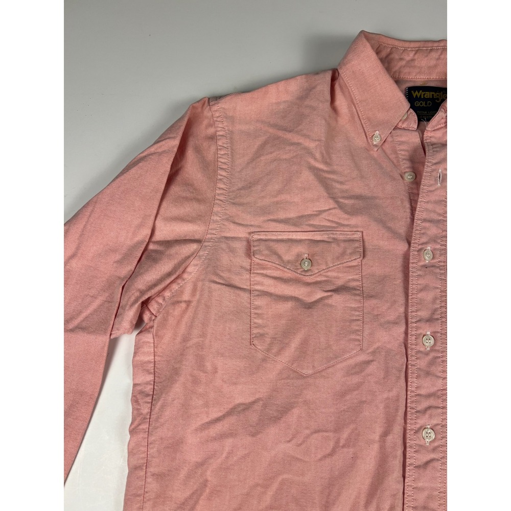 Wrangler Gold Mens 16 1/2x34 Pink Button Down Long Sleeve Shirt USA Made - Picture 6 of 16